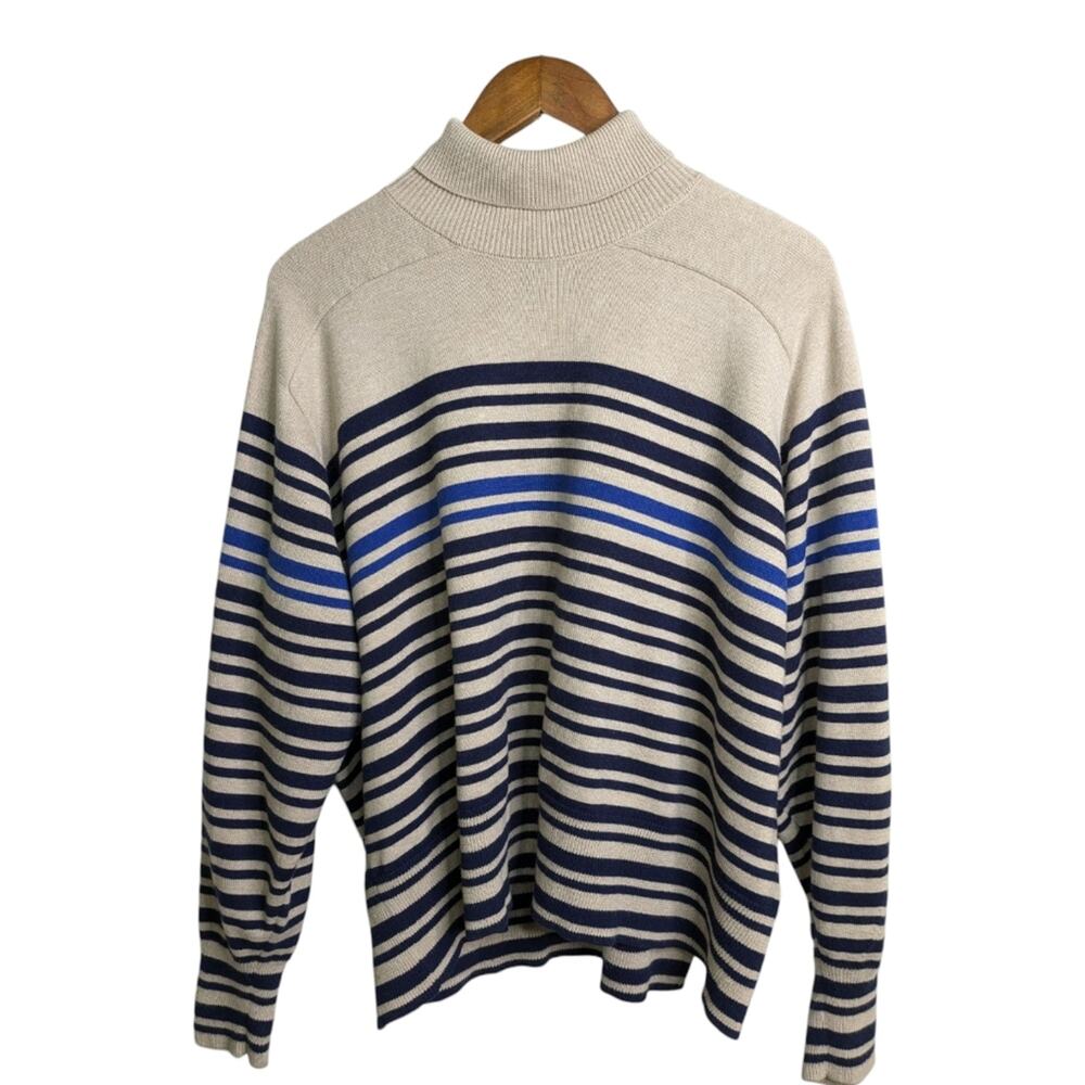 Rag & Bone Ann Sweater Large Striped Oatmeal Cotton Cashmere Luxe Quiet Luxury - Picture 2 of 12